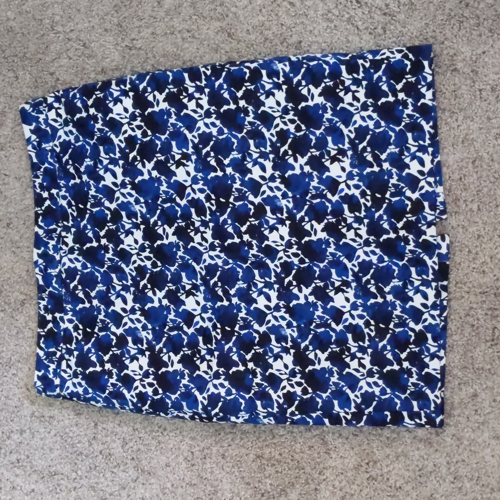 J by JCrew Blue and White Floral Pencil Skirt